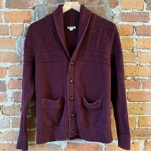 Mens Small Burgundy Button-Up Cardigan